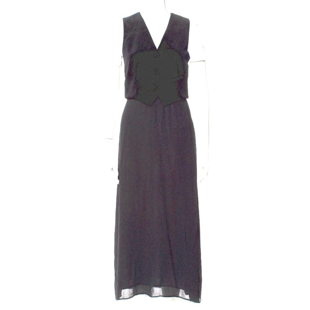 The Kooples NWT Black Deep Velvet Vest Midi Dress Sz S Ret $425 French